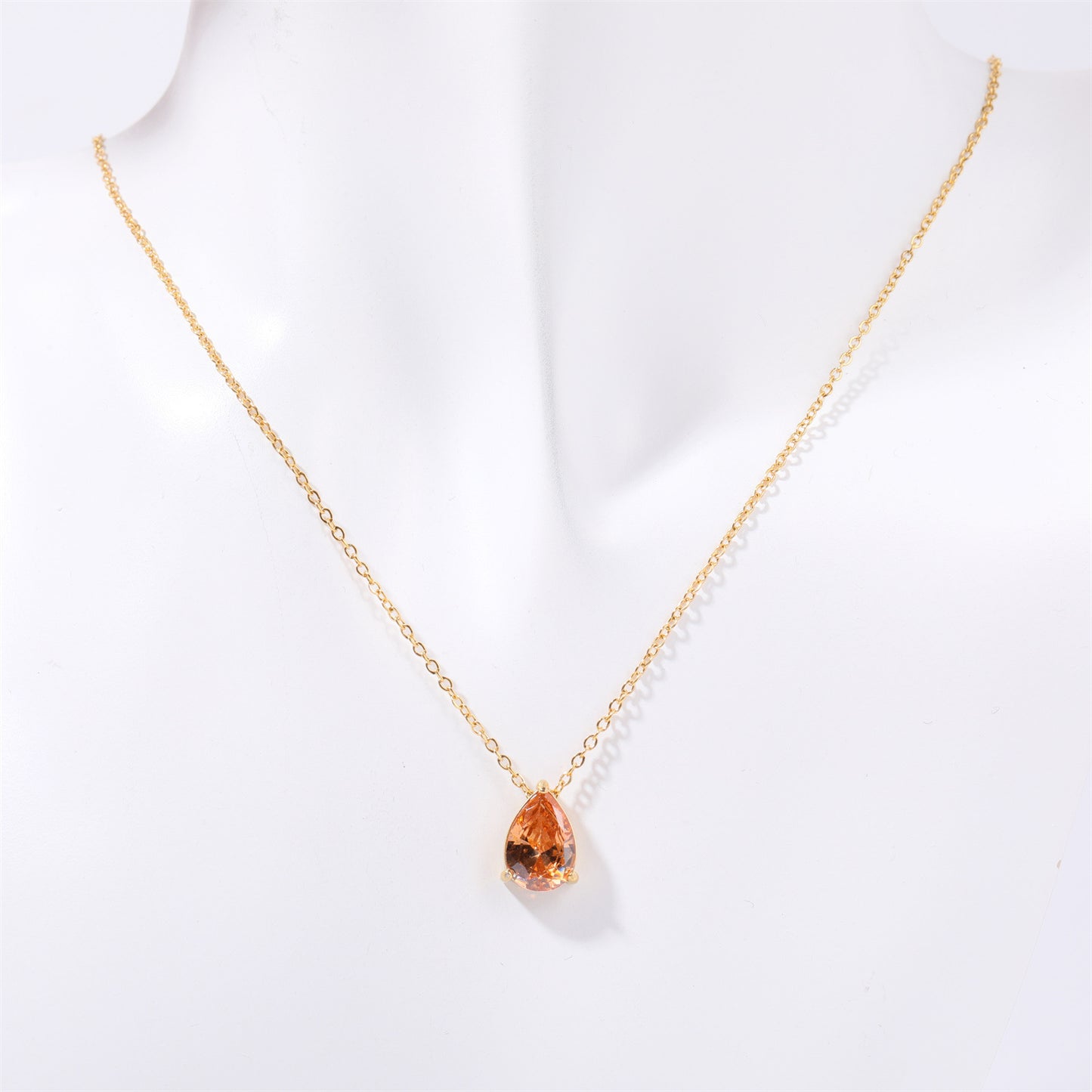 Women's December Birthday Pear-shaped Teardrop Zircon Necklace