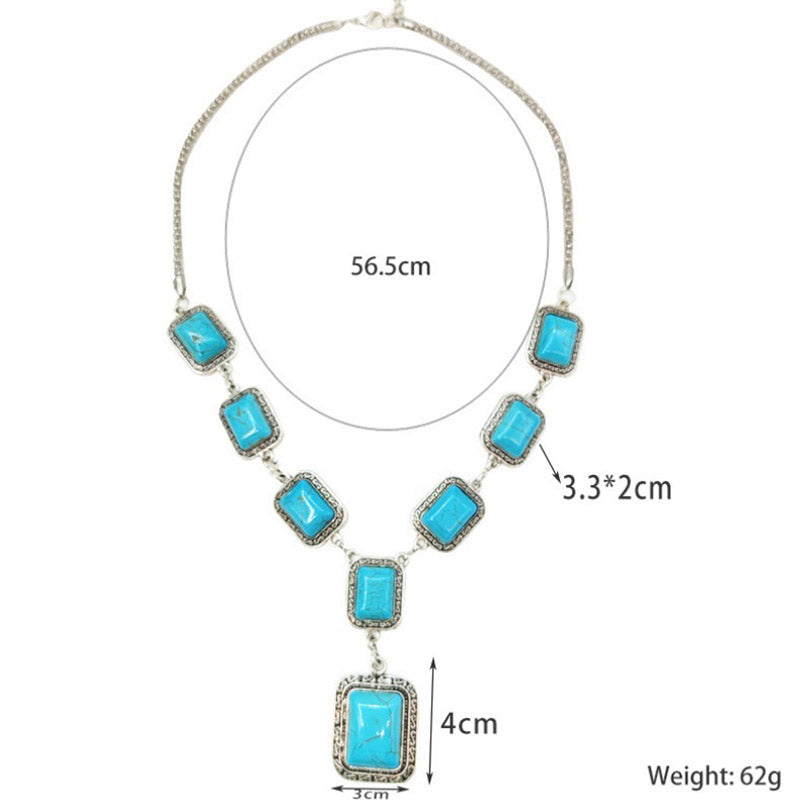 Bohemian Vintage Turquoise Alloy Necklace