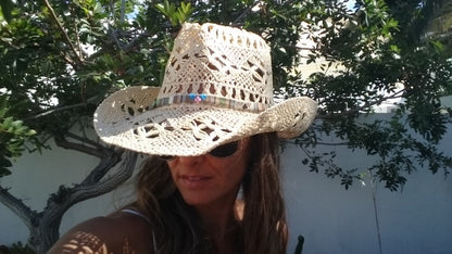 Boho cowboy hats for women, bohemian cowgirl straw hat, stetson western hats, kekugi