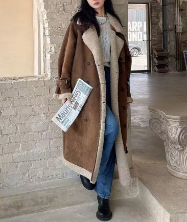 Women's Long Fur Collar Coat