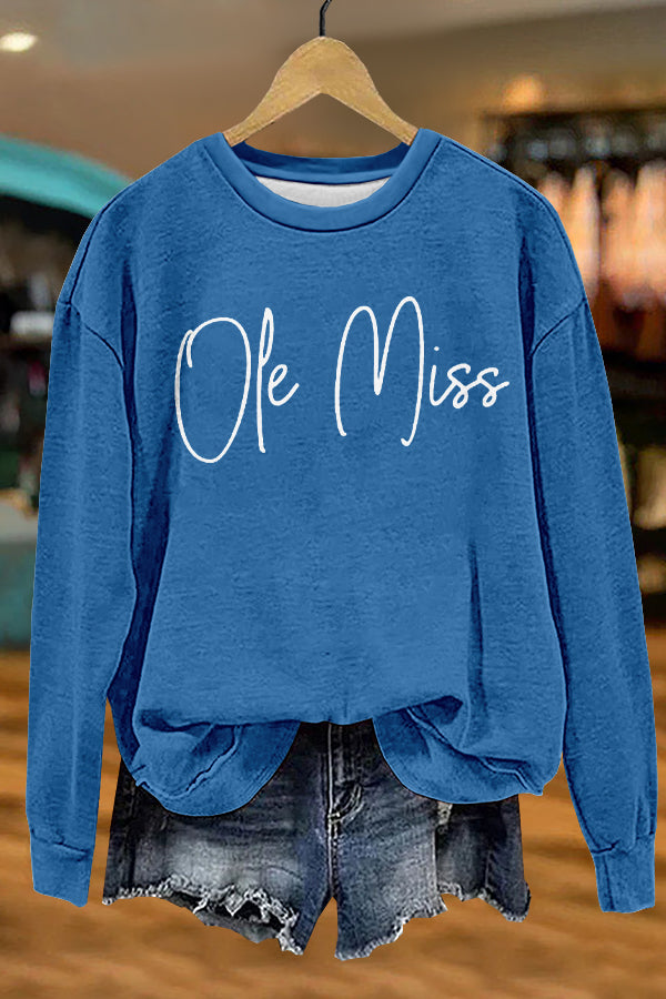 Cute Gameday Ole Miss Print Sweatshirt