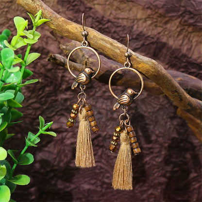 Women's Bohemian Teardrop-shaped Hand-woven Tassel Earrings