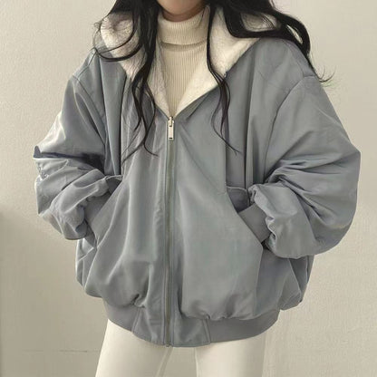 Reversible Oversize Fleece Hooded Jacket