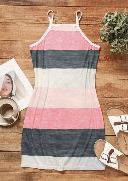 Color Block Spaghetti Strap Mini Dress