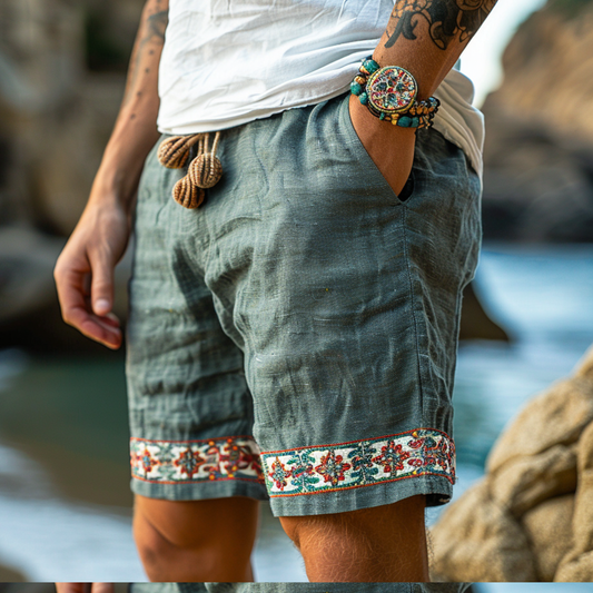 Vintage Washed Linen Shorts