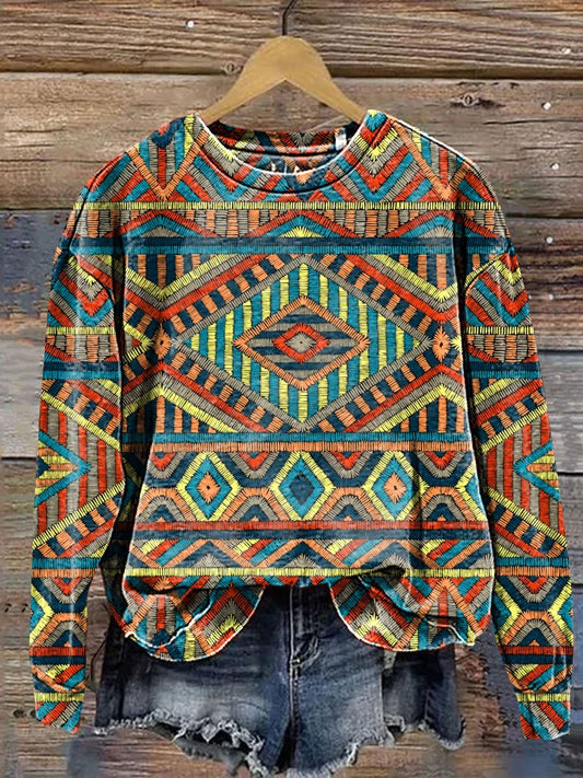 Aztec Pattern Art Print Casual Sweatshirt