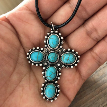 Vintage Turquoise Cross Necklace