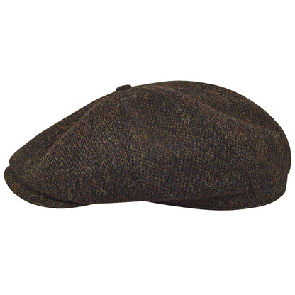 PEAKED CAPS Genuine Scottish Harris Tweed 8 Panels Man Cap Brown