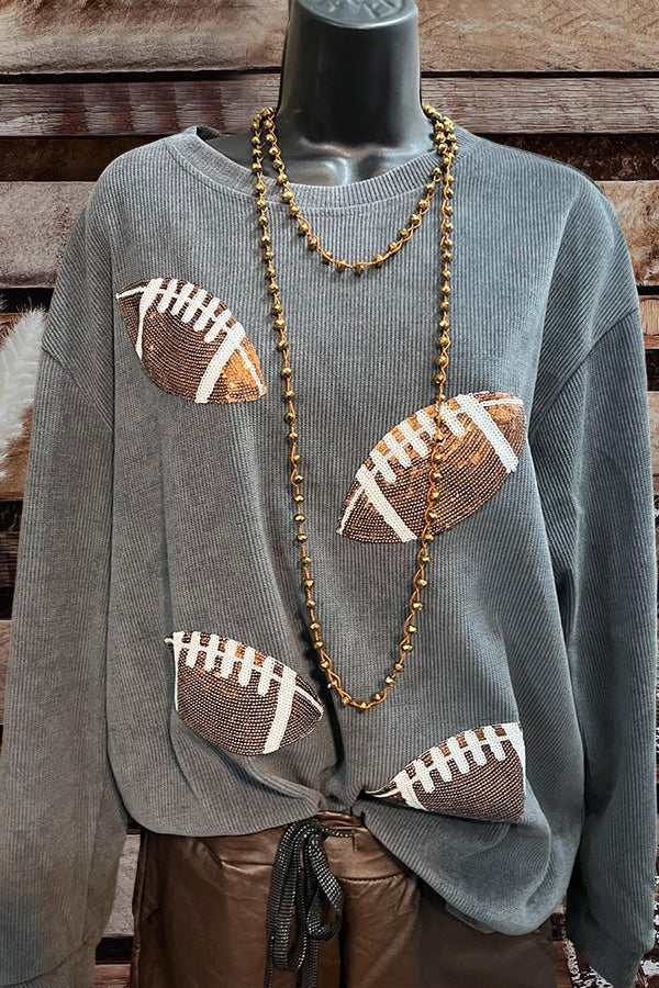 Football Print Pullover Sweatshirt