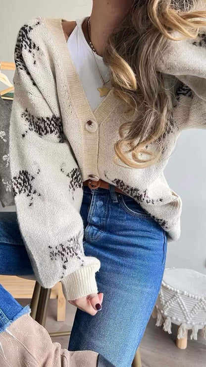 Women's Casual Print Knit Jacket