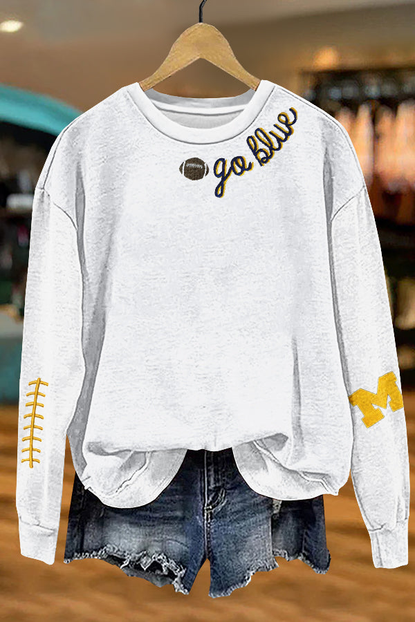 Go Blue Michigan Football Gameday Print Sweatshirt