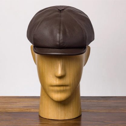 PEAKED CAPS BRIAN - LEATHER-BROWN