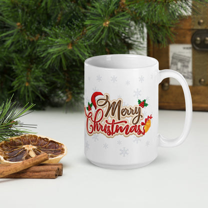 Merry Christmas Highland White Glossy Mug