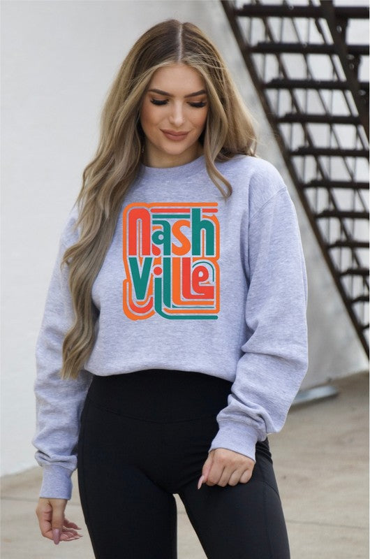 Colorful Nashville Cozy Crewneck Sweatshirt choice of colors