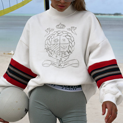 Striped Printed Turtleneck Sweatshirt