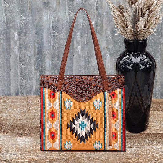 Western Aztec Patchwork Leather Bag