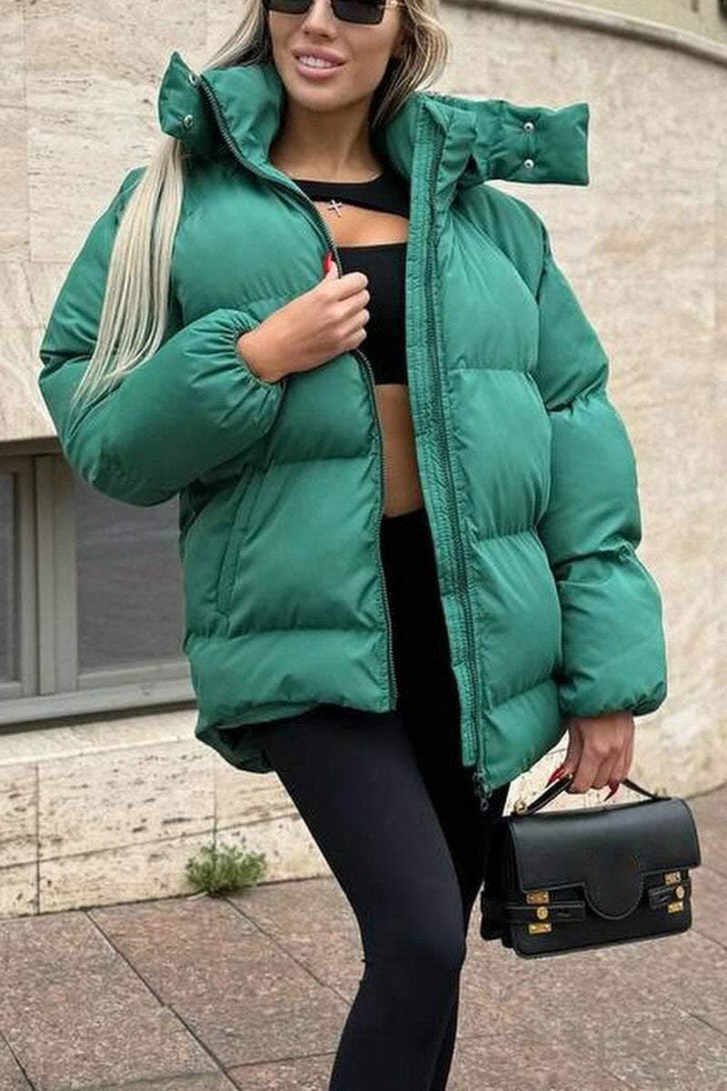 Women's Casual Hooded Solid Color Cotton Coat