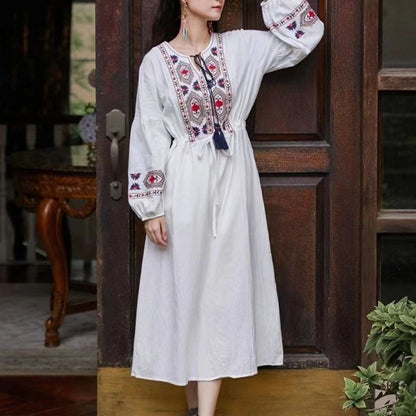 Cotton Ethnic Retro Long Dress