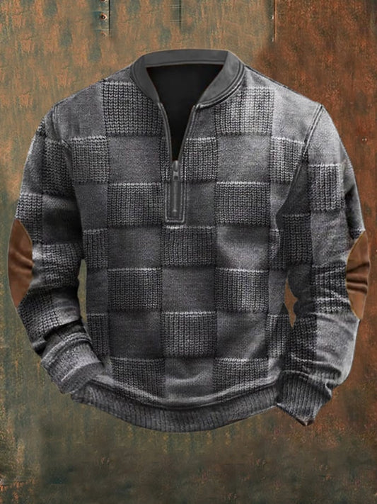 Men's Autumn And Winter Plaid Pullover