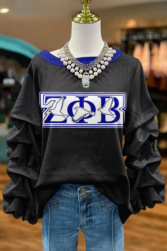 Zeta Phi Beta Print Pleated Sweatshirt