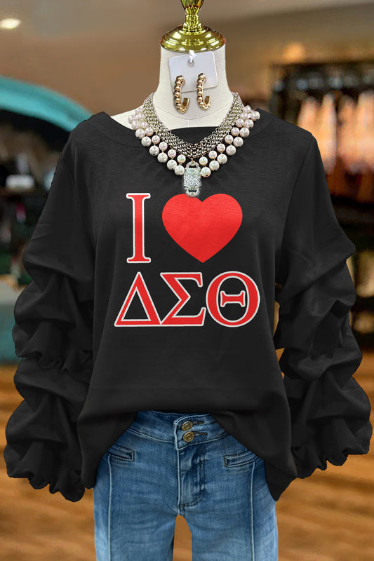 Delta Sigma Theta Sorority Print Pleated Sweatshirt