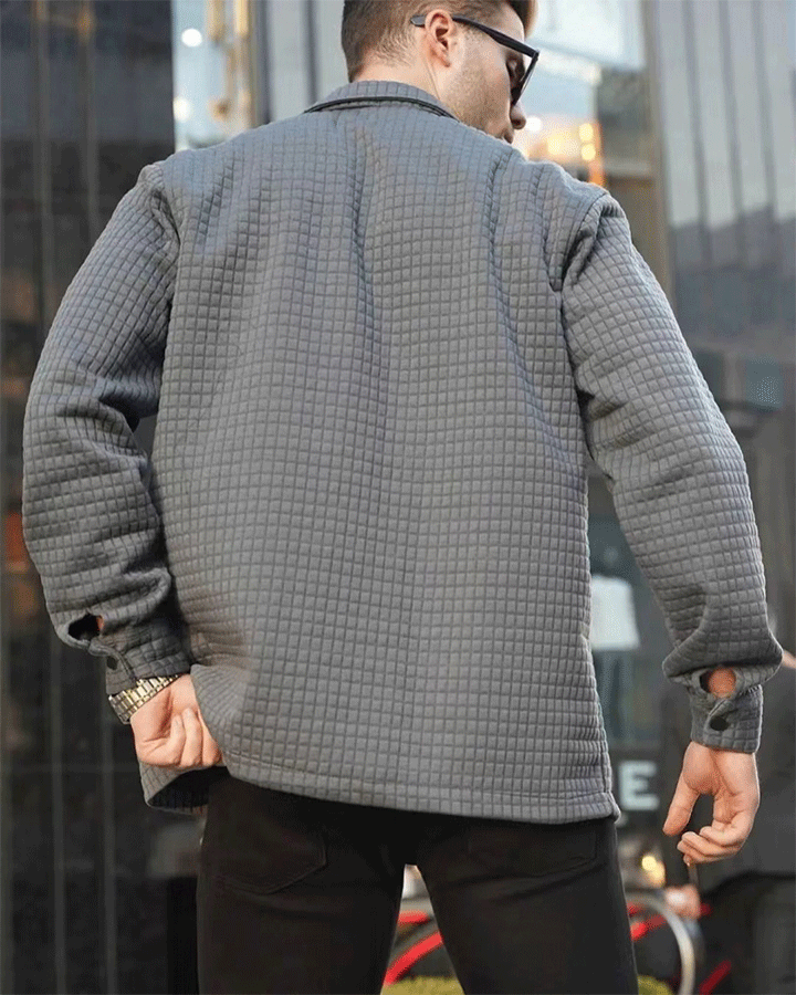 Men'S Square Plaid Casual Lapel Jacket