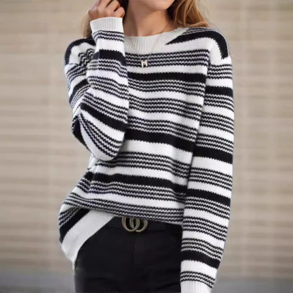 Retro Striped Loose Sweater