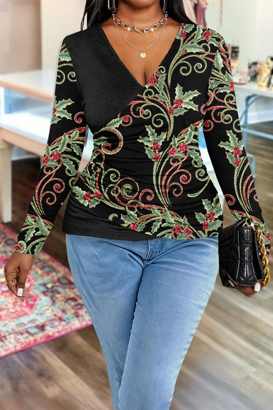 Classic Floral Print Slim Fit Blouse