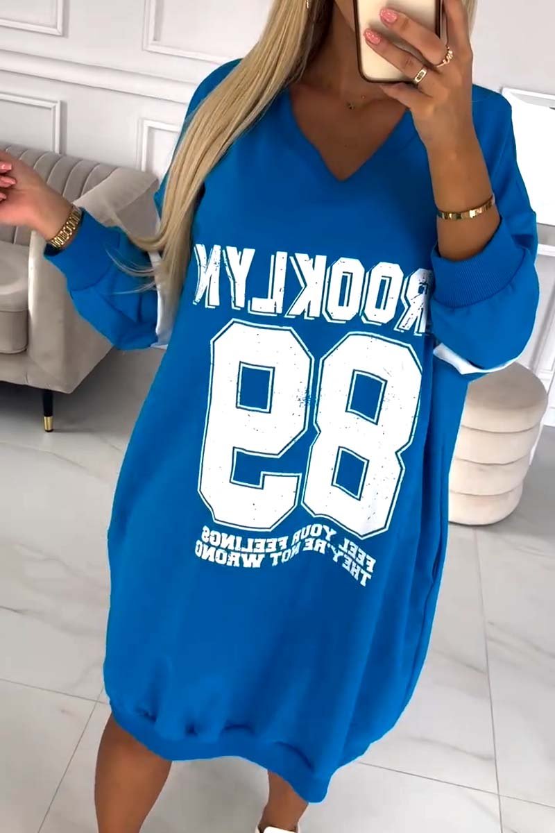 Women's casual sports letter print sweatshirt dress