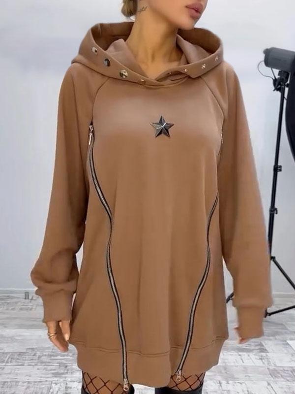 Women's Hooded Long-sleeved Patchwork Dress