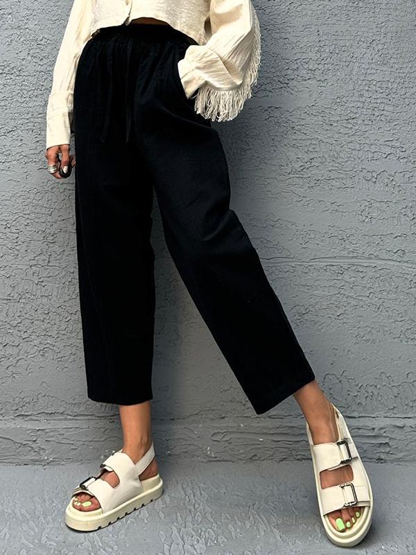 Women's Casual Solid Color Loose Trousers