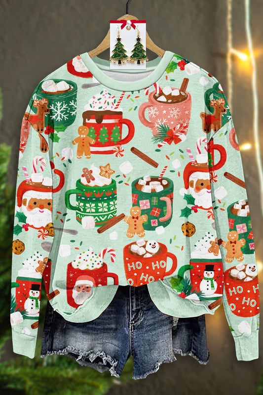 Cute Christmas Print Long Sleeve Top