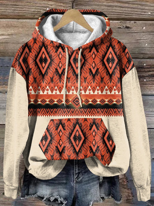 Retro Red Rhombus Art Print Casual Hoodie Sweatshirt