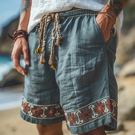 Vintage Washed Linen Shorts