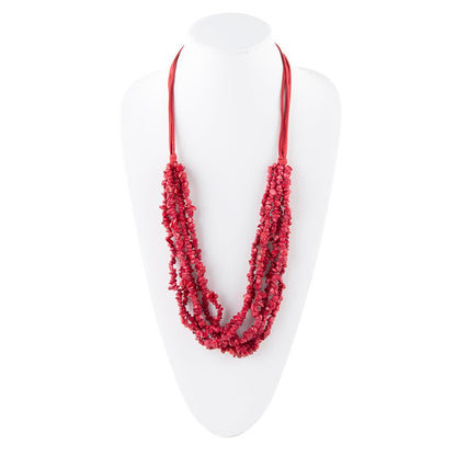 Barse Six Strand Red Magnesite Necklace