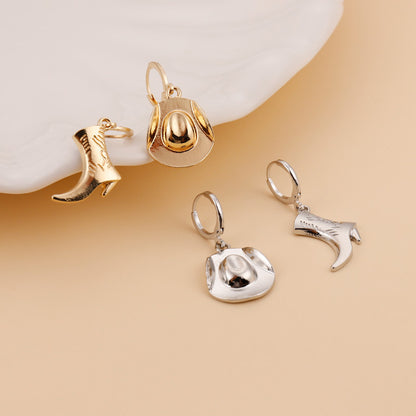 Stylish Alloy Cowboy Hat Boots Asymmetric Earrings