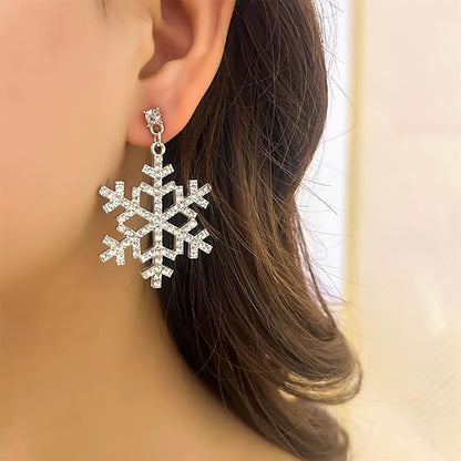 Diamond Christmas Snowflake Earrings