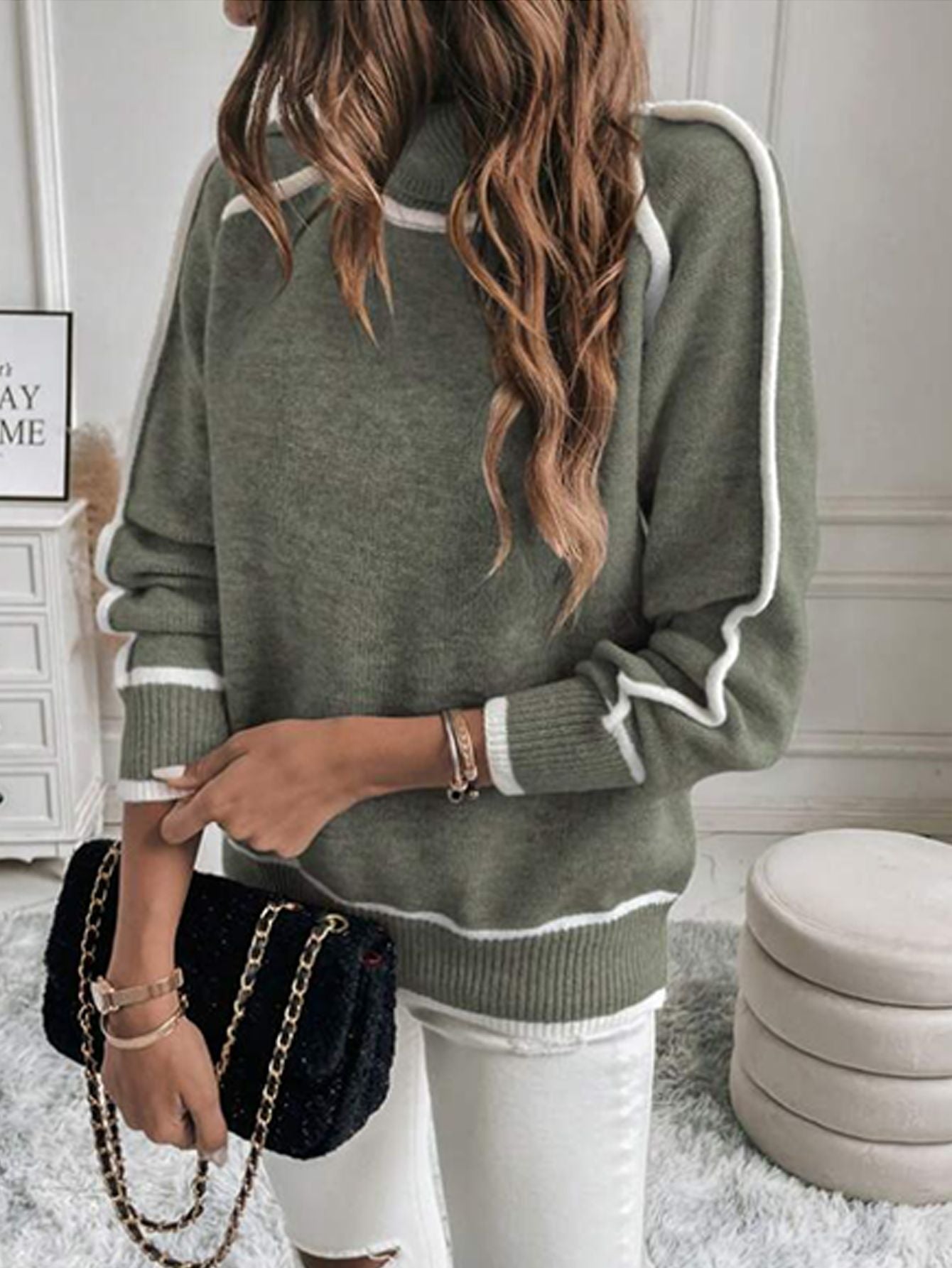 Knitted Pullover Long Sleeve Turtleneck Sweater