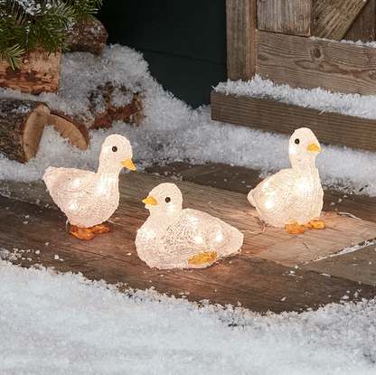 Set of 3 Acrylic Duckling Christmas Figures