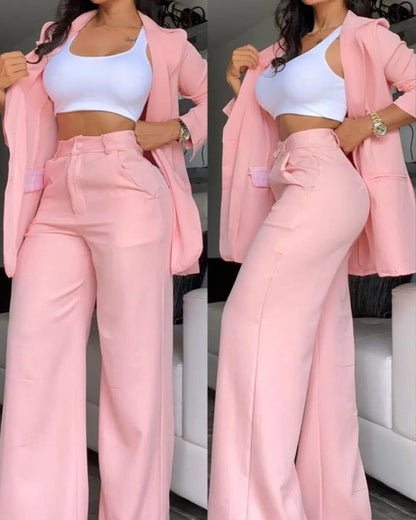 Blazer Straight Pants Suit