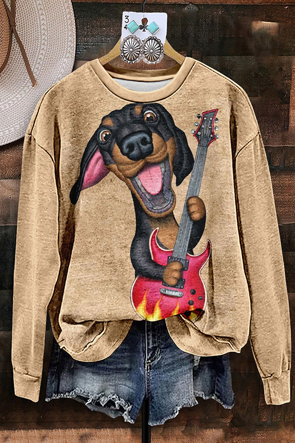 Vintage Dachshund Print Sweatshirt