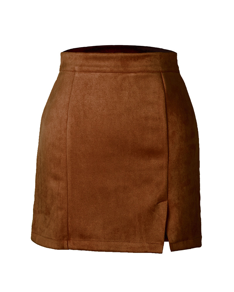 Autumn And Winter Suede Hip Skirt