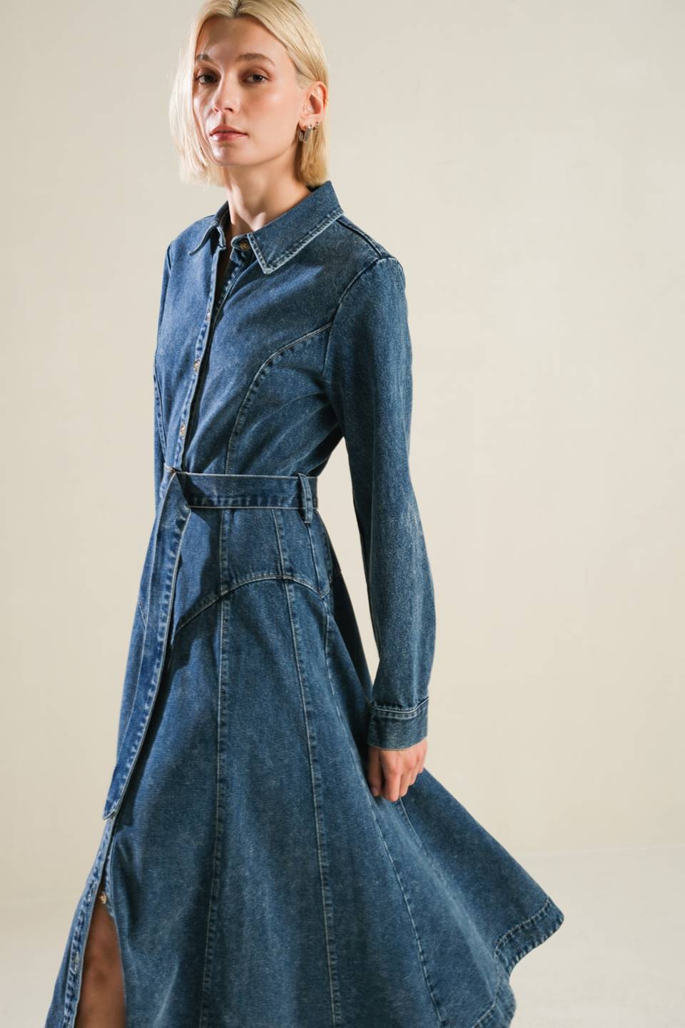 Life with You Denim Midi Western Dress