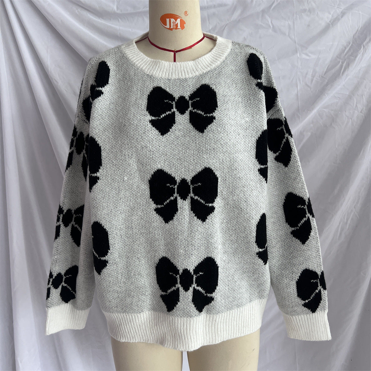 Printed Butterfly Round Neck Sweater Pullover Loose Casual Women's Sweater