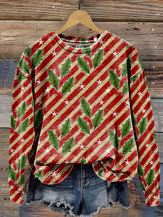 Christmas Holly Art Print Casual Sweatshirt