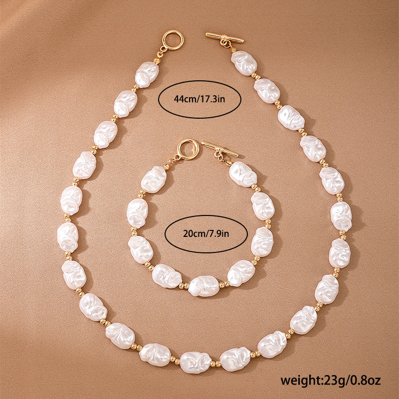 Retro Baroque Style Imitation Pearl Necklace Bracelet