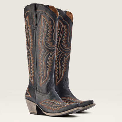 Pointed Toe Block Heel High Western Cowboy Boots