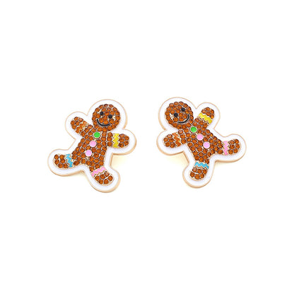 Cute Colored Alloy Christmas Gingerbread Man Earrings