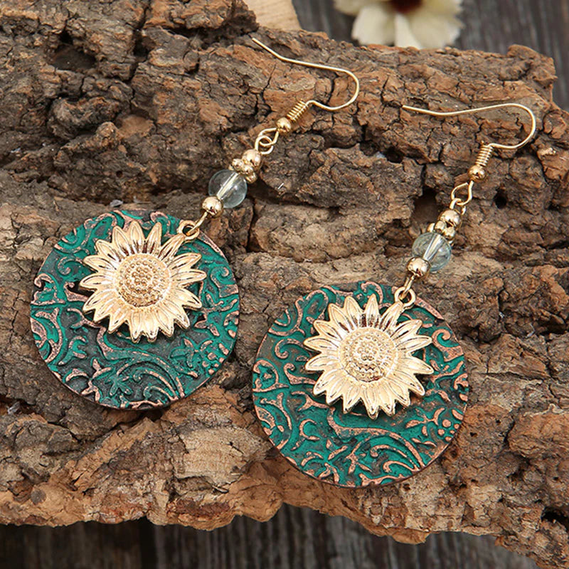 Retro Folk Style Peacock Blue Earrings