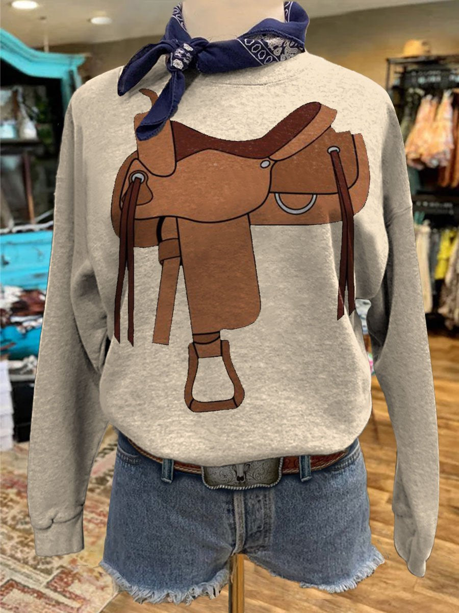 Saddle Print Casual Sweatshirt